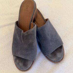 Frye Women's Blue-gray Suede Slides 8.5